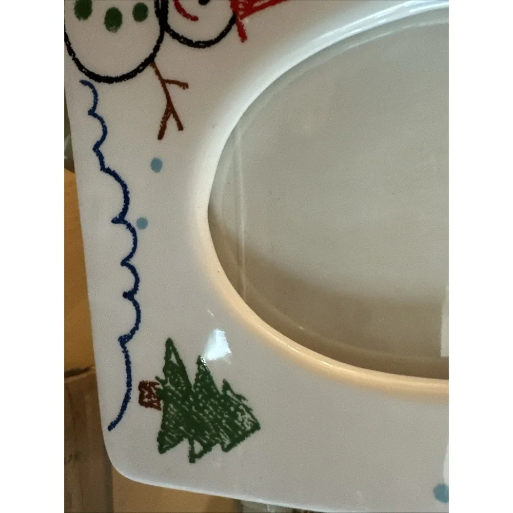 Vtg 90s  Russ Merry  Christmas Holiday Photo Frame Crayon Kid Childish Snowman